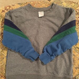 Hanna Andersson Gray Sweatshirt with Blue and Green Stripes